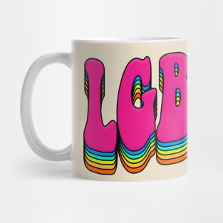 LGBT 70s Retro Style Rainbow Font Design Mug